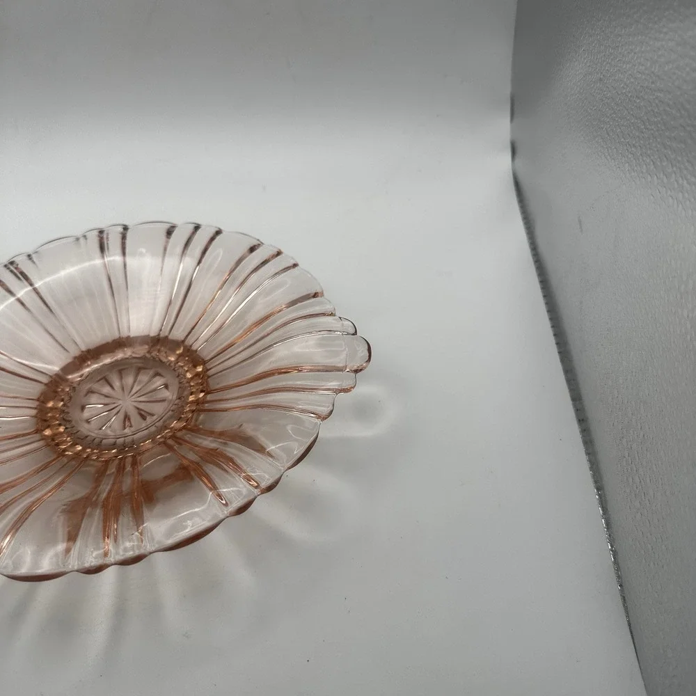 Vintage Anchor Hocking Old Cafe Pattern Pink Depression Glass Dish with Handles